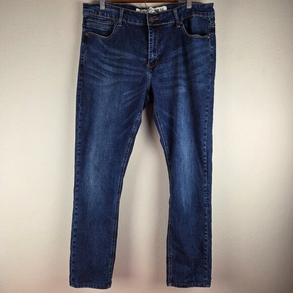 Barbell Men's Jeans 36 Skinny Slim Altered Short Tapered Dark Wash - Picture 1 of 16